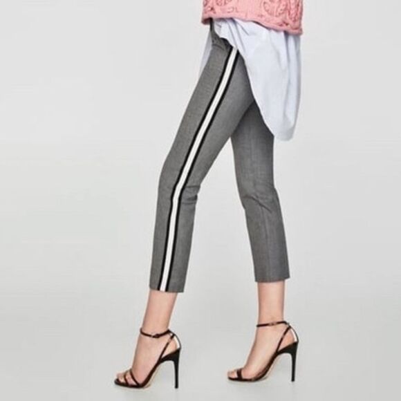 Zara Basic Gray With Stripes Pants Size M - Picture 3 of 11